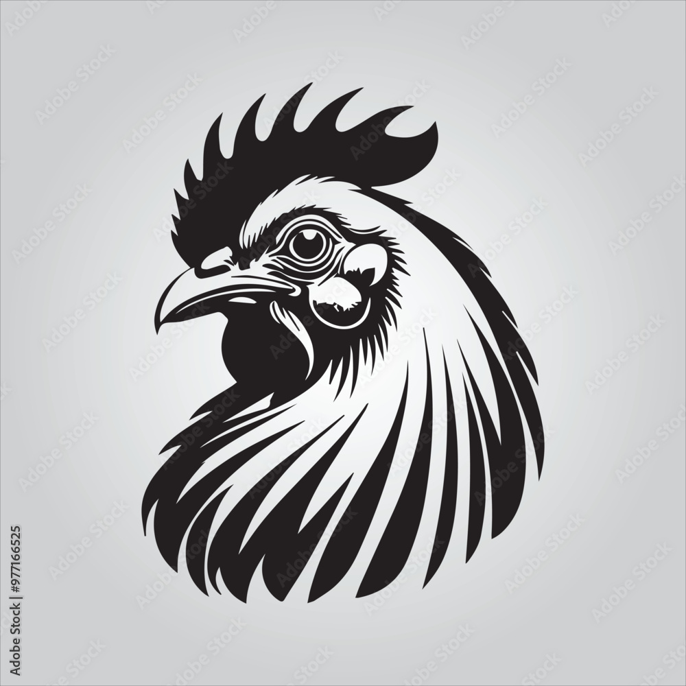 Obraz premium Black chicken icon on white