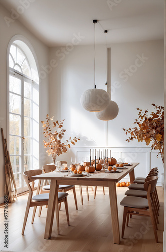 Cozy Autumn-Inspired Dining Room with Natural Wood Elements and Rustic Charm