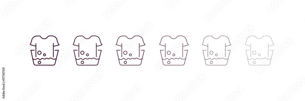 washing clothes outline icon. Linear vector from cleaning concept. 6 different line style washing clothes icon included thin, light, regular, medium, bold, black washing clothes outline icon. Linear vector from cleaning concept. 6 different line style washing clothes icon included thin, light, regular, medium, bold, black