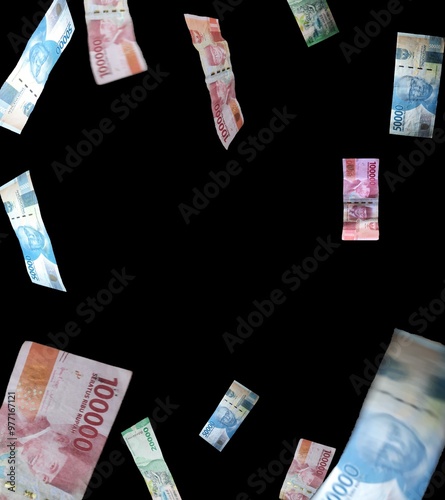 autum of rupiah money isolated on black