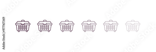 dumpster outline icon. Linear vector from cleaning concept. 6 different line style dumpster icon included thin, light, regular, medium, bold, black