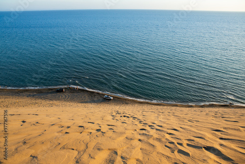 The very beautiful beach in Albania with sand dunes on the coast of the Adriatic Sea. Rana e Hedhun a nice spot Sand-Dune.  photo