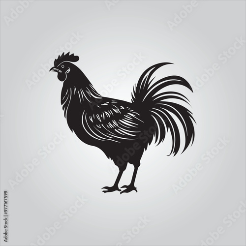 Black chicken icon on white
