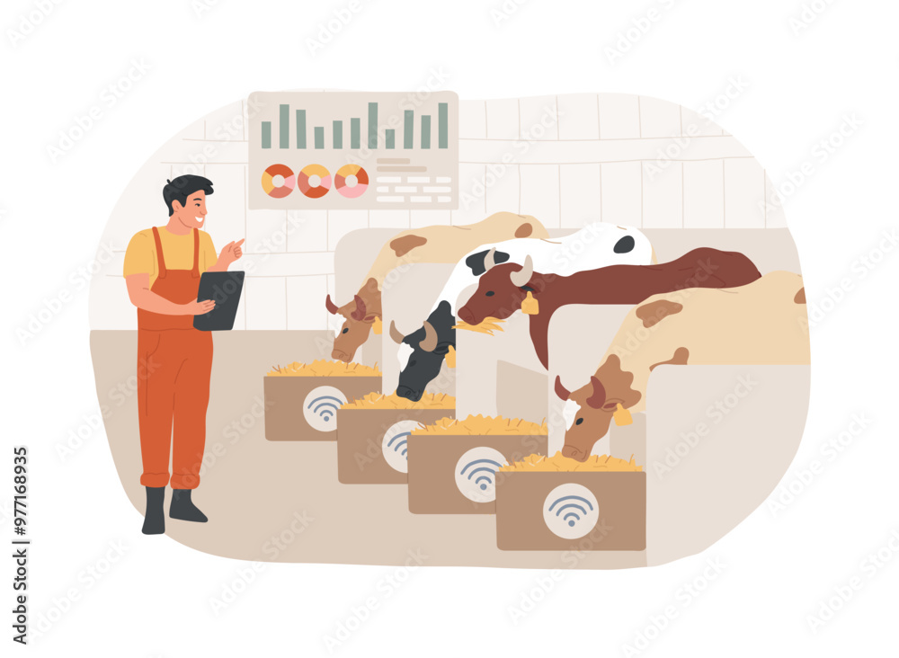 Livestock feeding statistics isolated cartoon vector illustrations. Livestock feeding statistics isolated cartoon vector illustrations.