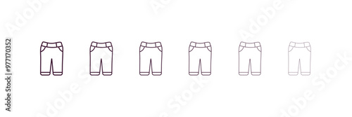 chino shorts outline icon. Linear vector from clothes concept. 6 different line style chino shorts icon included thin, light, regular, medium, bold, black