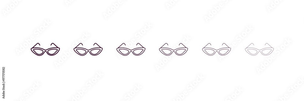 cat eye glasses outline icon. Linear vector from clothes concept. 6 different line style cat eye glasses icon included thin, light, regular, medium, bold, black cat eye glasses outline icon. Linear vector from clothes concept. 6 different line style cat eye glasses icon included thin, light, regular, medium, bold, black