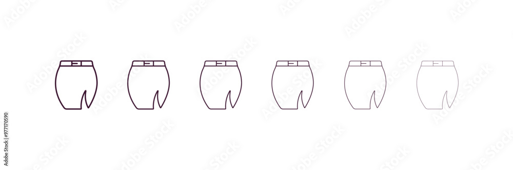 slit skirt outline icon. Linear vector from clothes concept. 6 different line style slit skirt icon included thin, light, regular, medium, bold, black slit skirt outline icon. Linear vector from clothes concept. 6 different line style slit skirt icon included thin, light, regular, medium, bold, black