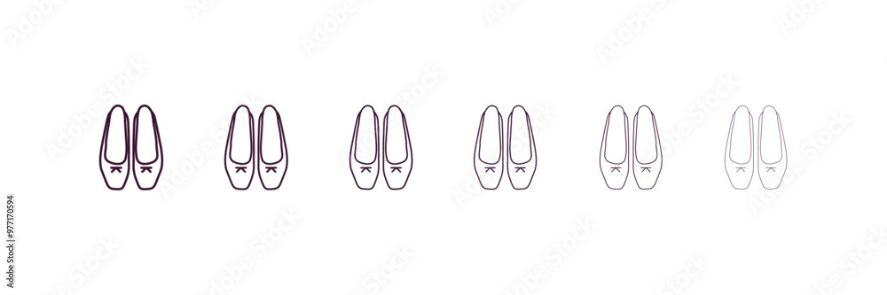 ballets flats outline icon. Linear vector from clothes concept. 6 different line style ballets flats icon included thin, light, regular, medium, bold, black ballets flats outline icon. Linear vector from clothes concept. 6 different line style ballets flats icon included thin, light, regular, medium, bold, black