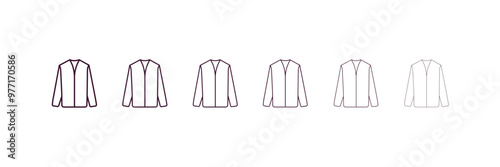 nylon jacket outline icon. Linear vector from clothes concept. 6 different line style nylon jacket icon included thin, light, regular, medium, bold, black