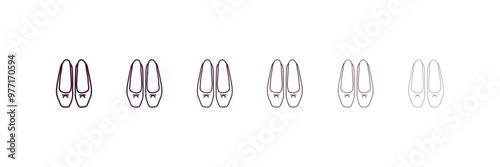 ballets flats outline icon. Linear vector from clothes concept. 6 different line style ballets flats icon included thin, light, regular, medium, bold, black