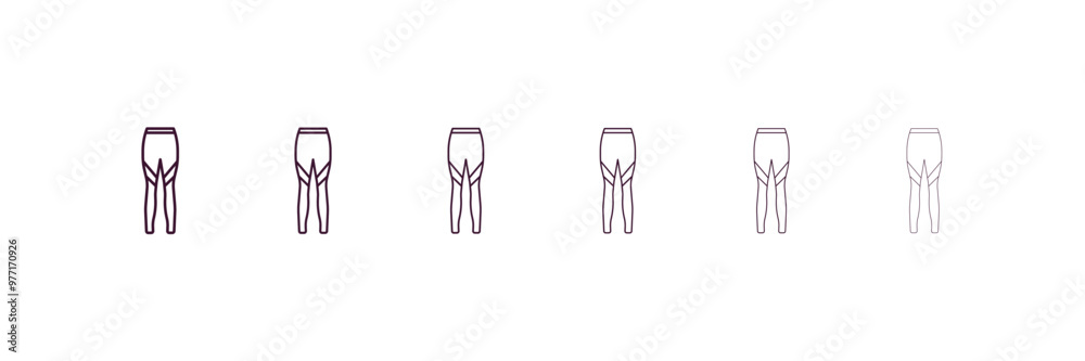 leggins outline icon. Linear vector from clothes concept. 6 different line style leggins icon included thin, light, regular, medium, bold, black leggins outline icon. Linear vector from clothes concept. 6 different line style leggins icon included thin, light, regular, medium, bold, black