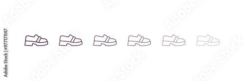 loafer outline icon. Linear vector from clothes concept. 6 different line style loafer icon included thin, light, regular, medium, bold, black