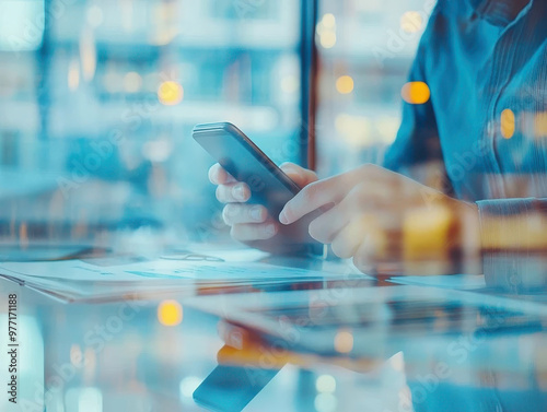 A Close-Up of an Office Worker’s Hands, Taking Notes While Holding a Phone, Capturing the Moment of Multitasking