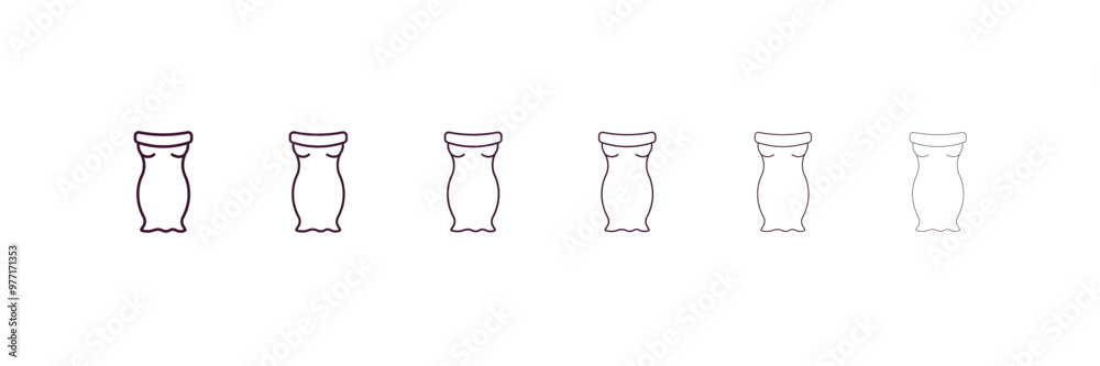 off the shoulder dress outline icon. Linear vector from clothes concept. 6 different line style off the shoulder dress icon included thin, light, regular, medium, bold, black off the shoulder dress outline icon. Linear vector from clothes concept. 6 different line style off the shoulder dress icon included thin, light, regular, medium, bold, black