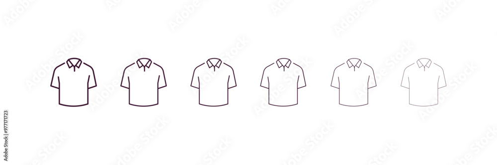 polo shirt outline icon. Linear vector from clothes concept. 6 different line style polo shirt icon included thin, light, regular, medium, bold, black polo shirt outline icon. Linear vector from clothes concept. 6 different line style polo shirt icon included thin, light, regular, medium, bold, black