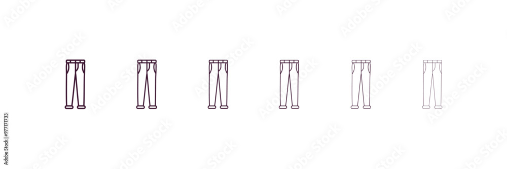 jeans outline icon. Linear vector from clothes concept. 6 different line style jeans icon included thin, light, regular, medium, bold, black