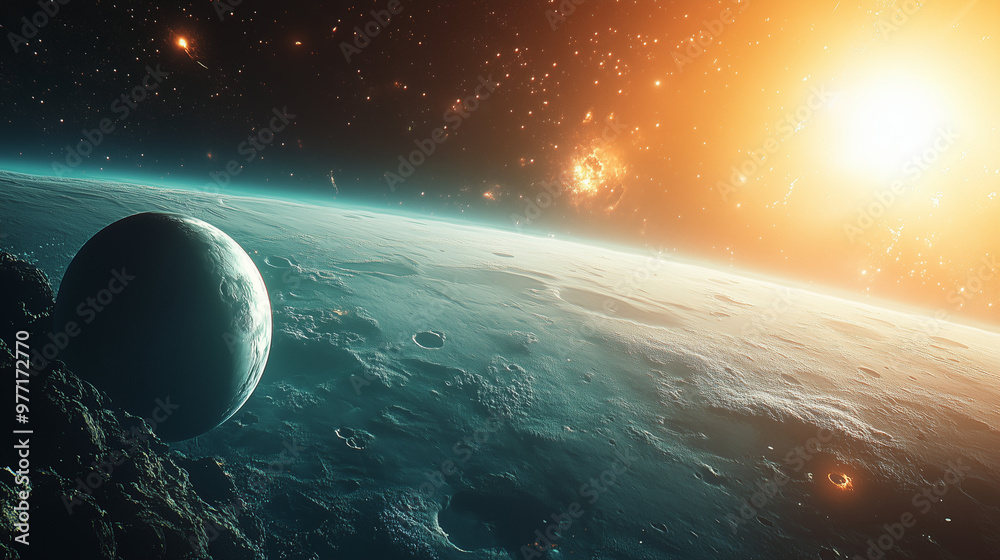 Fototapeta premium AI-Driven Space Exploration Missions Analyzing Extraterrestrial Environments with Advanced Rovers and Drones. Real-Time Data Collection and Analysis for Discovering New Worlds and Expanding Knowledge 