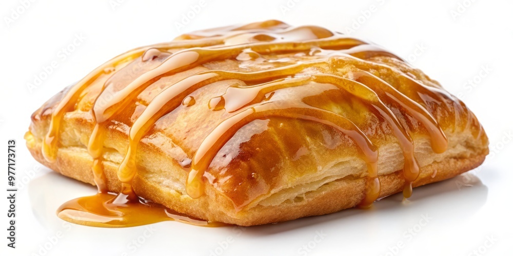 Fototapeta premium A sweet pastry soaked in syrup, isolated on white Background':
