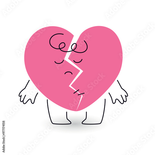 broken heart mascot with stitches