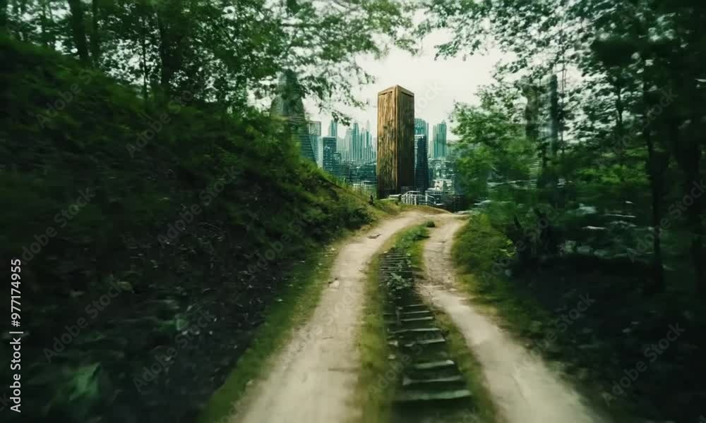 quiet road from nature trail to city in slow motion quiet road from nature trail to city in slow motion