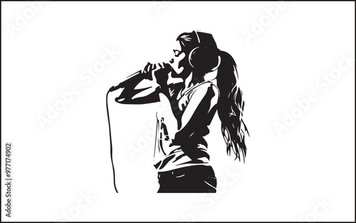 A set of high quality silhouette pop singer, country music, rock star and hiphop rapper artist vocal