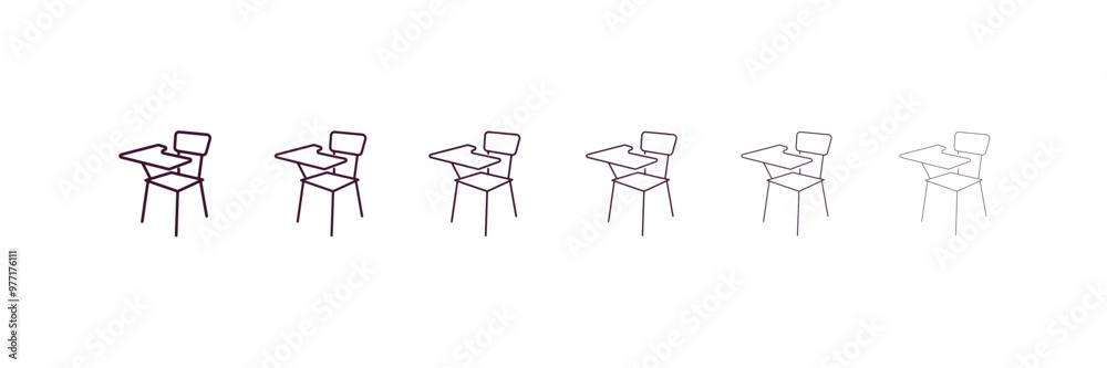 school desk outline icon. Linear vector from computer concept. 6 different line style school desk icon included thin, light, regular, medium, bold, black school desk outline icon. Linear vector from computer concept. 6 different line style school desk icon included thin, light, regular, medium, bold, black