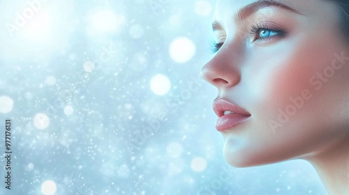 Serene and Ethereal Winter Portrait of Alluring Female Face