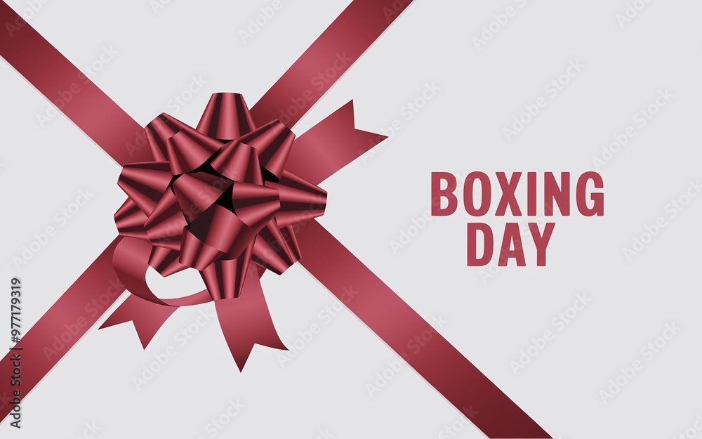 Generative-AI, Boxing Day with Red Bows and Minimalist Gift Design Generative-AI, Boxing Day with Red Bows and Minimalist Gift Design