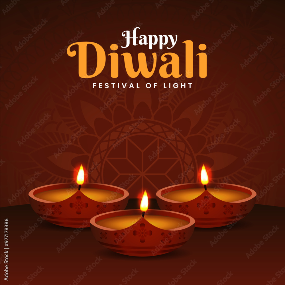 Happy Diwali Festival Of Lights Banner Celebration Background. Happy Diwali Social Media Post Template Happy Diwali Festival Of Lights Banner Celebration Background. Happy Diwali Social Media Post Template