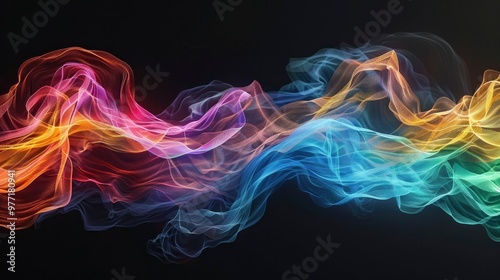 Dynamic colorful waves on a black background.