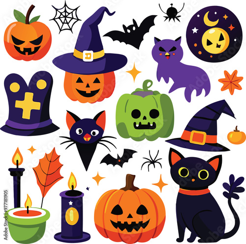 Hand-drawn Halloween elements