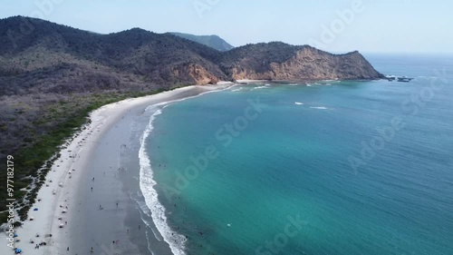 Popular snorkeling beach in Machalilla national park sandy beach in Ecuador photo