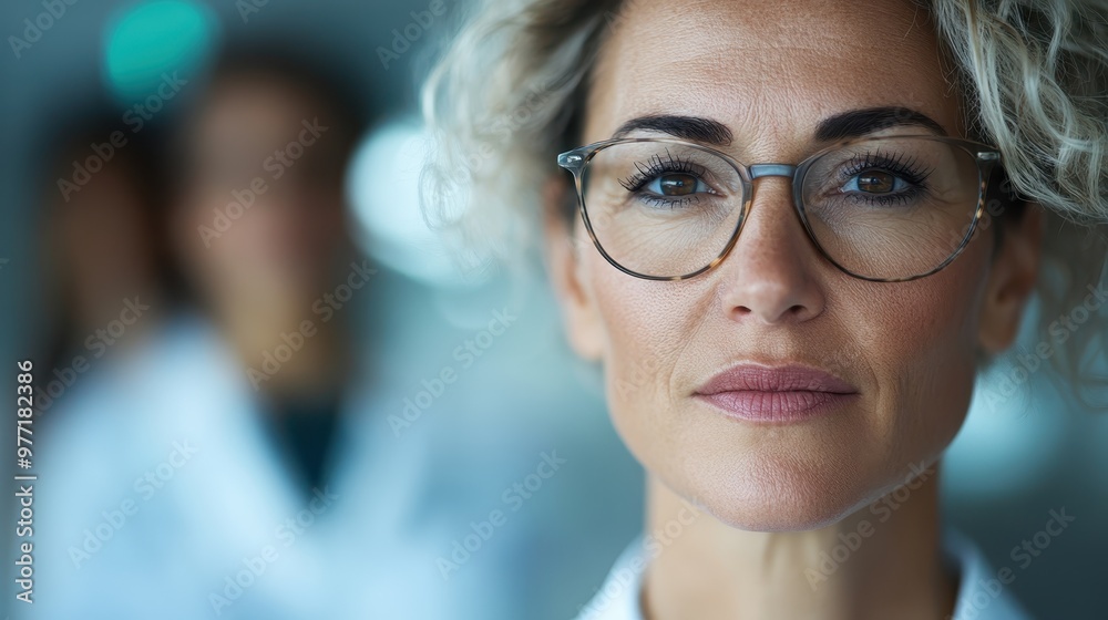 A poised and professional-looking woman in glasses gazes confidently at the camera. The background is subtly blurred, suggesting a modern and sophisticated environment. A poised and professional-looking woman in glasses gazes confidently at the camera. The background is subtly blurred, suggesting a modern and sophisticated environment.