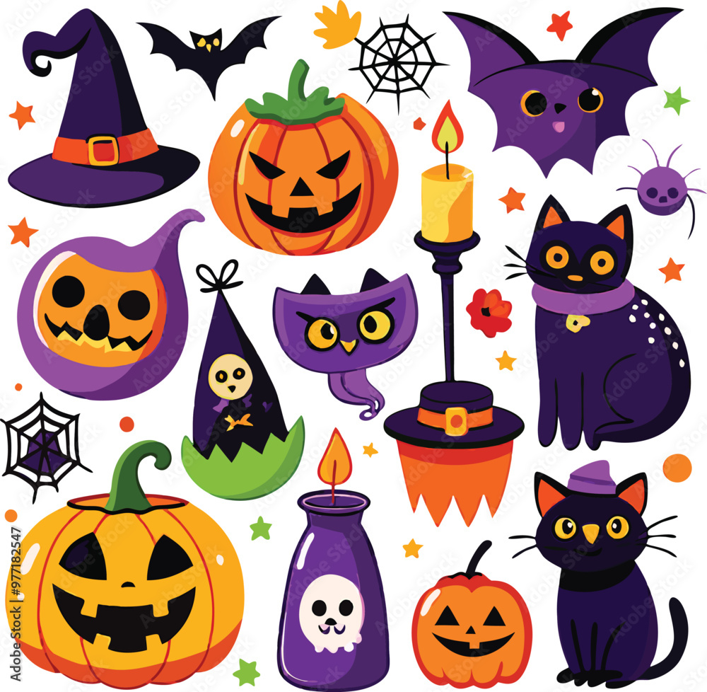 Hand-drawn Halloween elements Hand-drawn Halloween elements