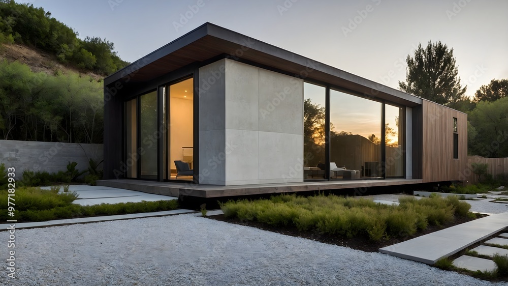AI-Generated Image of Minimalistic Modern House in the nature. AI-Generated Image of Minimalistic Modern House in the nature.