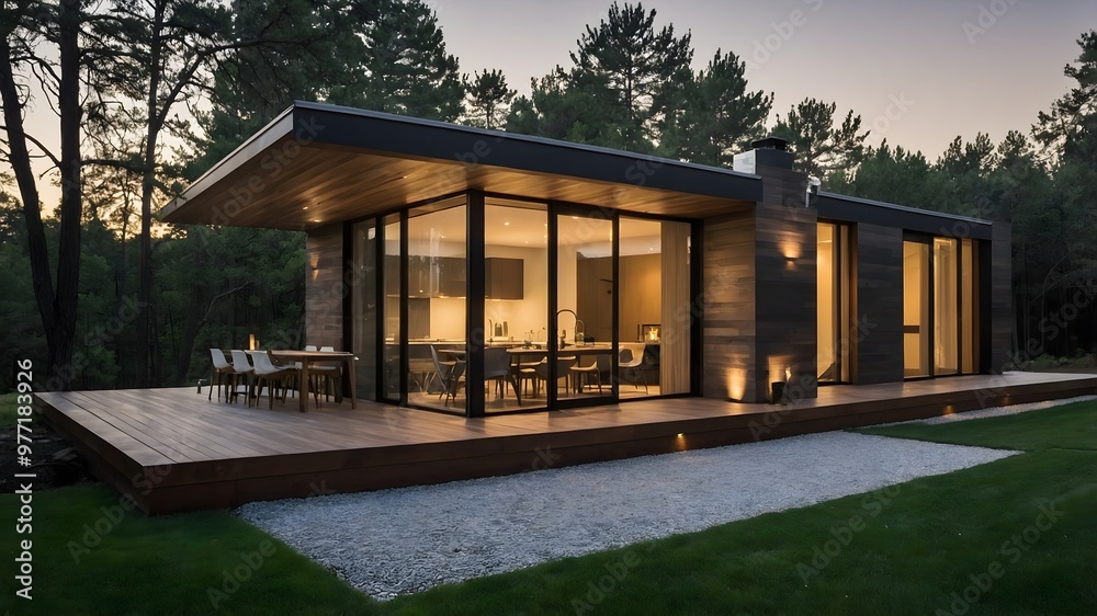 AI-Generated Image of Minimalistic Modern House in the nature. AI-Generated Image of Minimalistic Modern House in the nature.