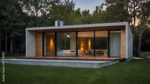 Wallpaper Mural AI-Generated Image of Minimalistic Modern House in the nature.  Torontodigital.ca