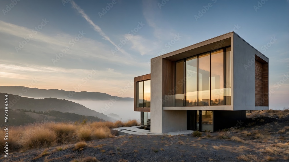 AI-Generated Image of Minimalistic Modern House in the nature. AI-Generated Image of Minimalistic Modern House in the nature.