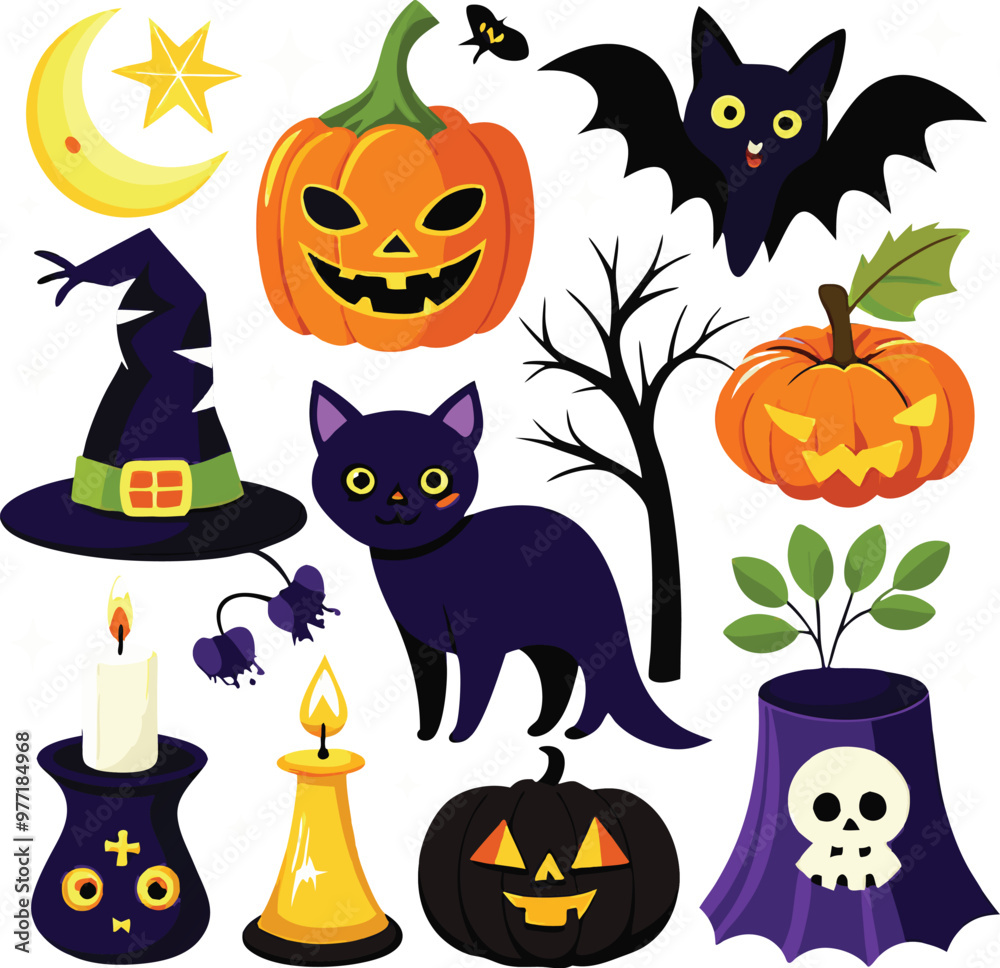  Hand-drawn Halloween elements