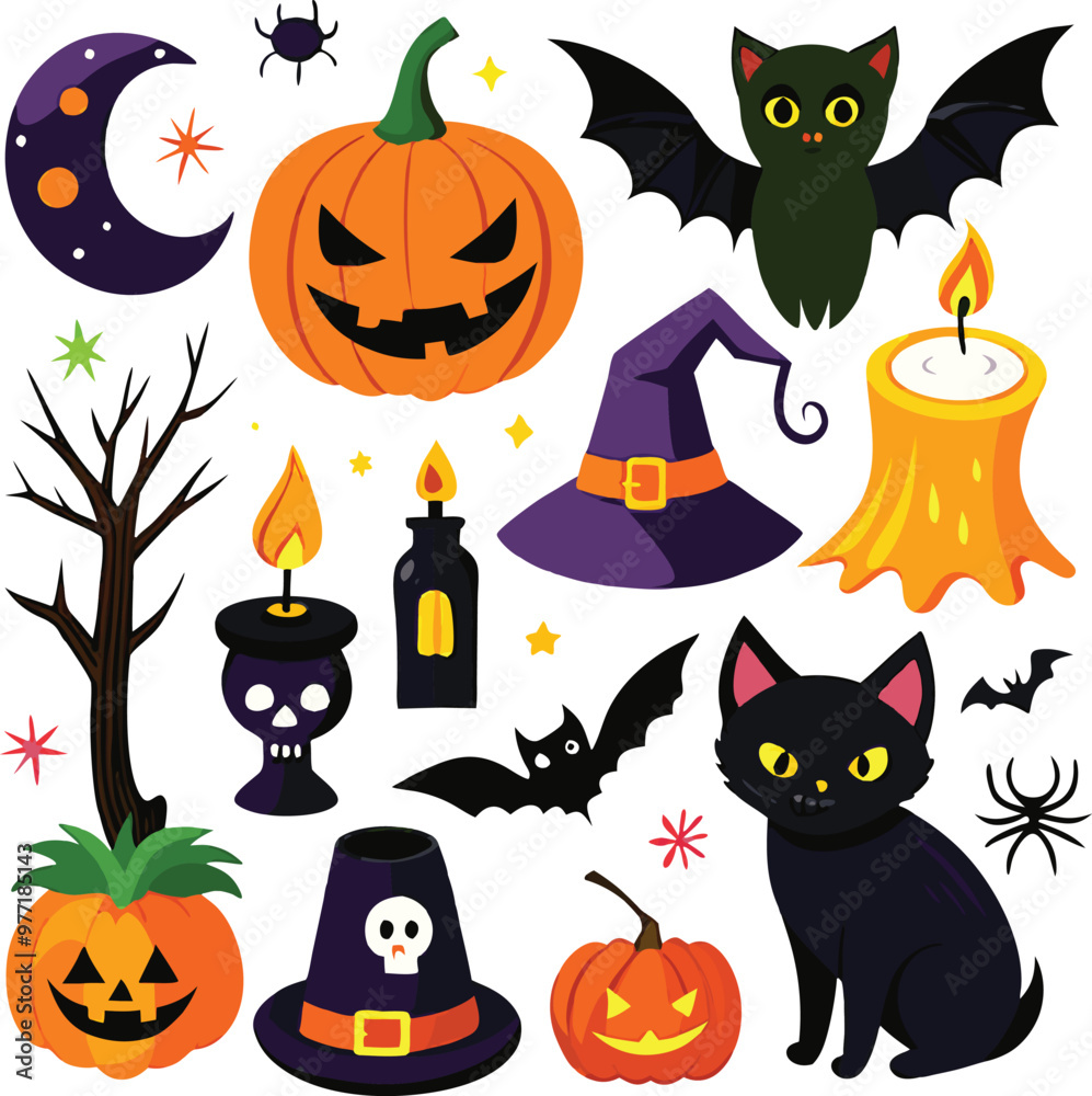 Hand-drawn Halloween elements Hand-drawn Halloween elements