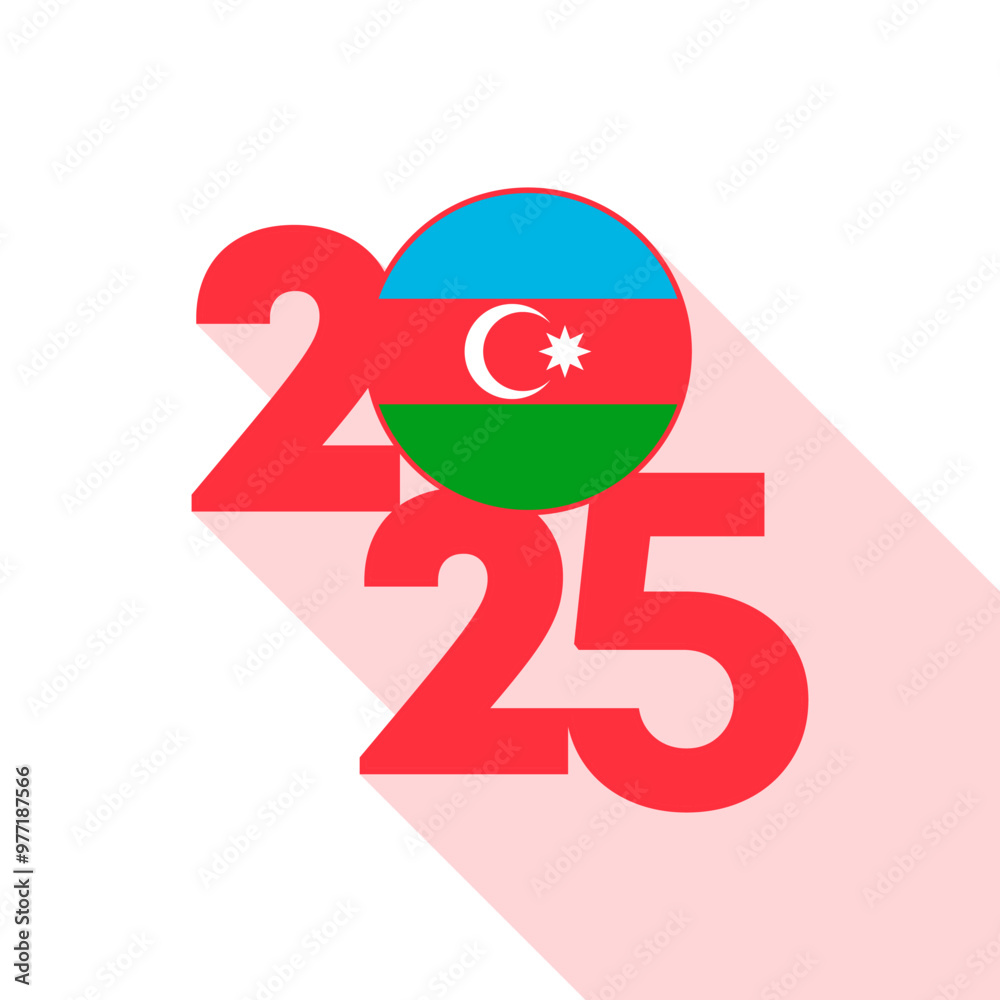 2025 banner with Azerbaijan flag inside. Vector illustration. 2025 banner with Azerbaijan flag inside. Vector illustration.
