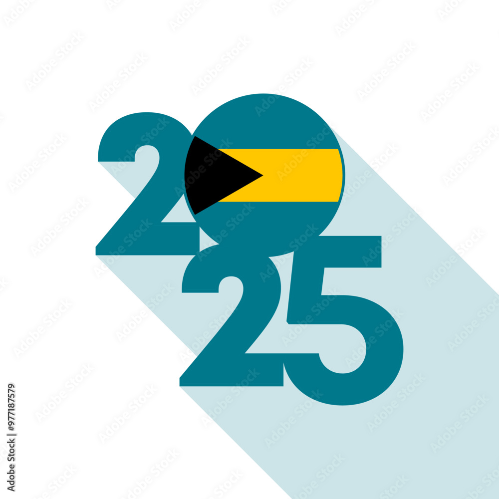 2025 banner with Bahamas flag inside. Vector illustration. 2025 banner with Bahamas flag inside. Vector illustration.