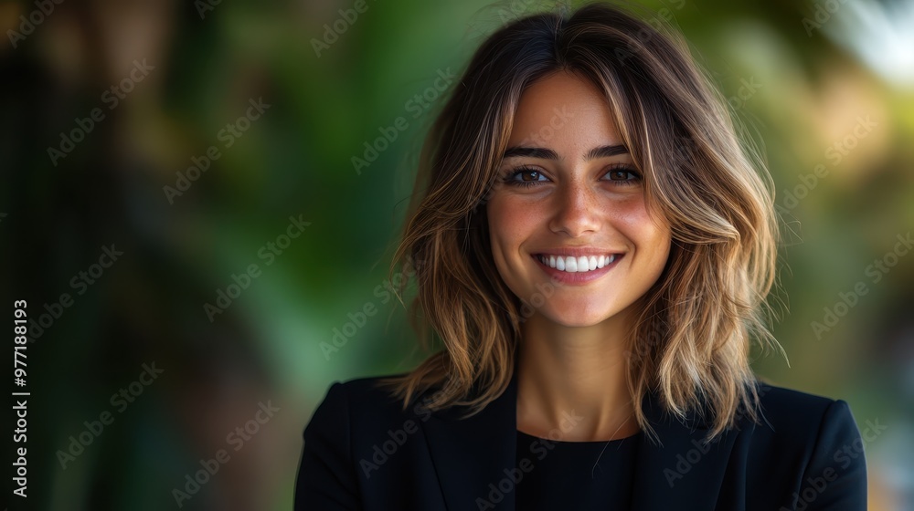 A smiling young woman with flowing hair stands against a backdrop of nature, exuding warmth and positivity, reflecting an idyllic and joyful moment outdoors. A smiling young woman with flowing hair stands against a backdrop of nature, exuding warmth and positivity, reflecting an idyllic and joyful moment outdoors.