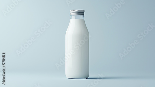 traditional milk bottle mockup with classic design and metal lid, great for dairy or nostalgic-themed products