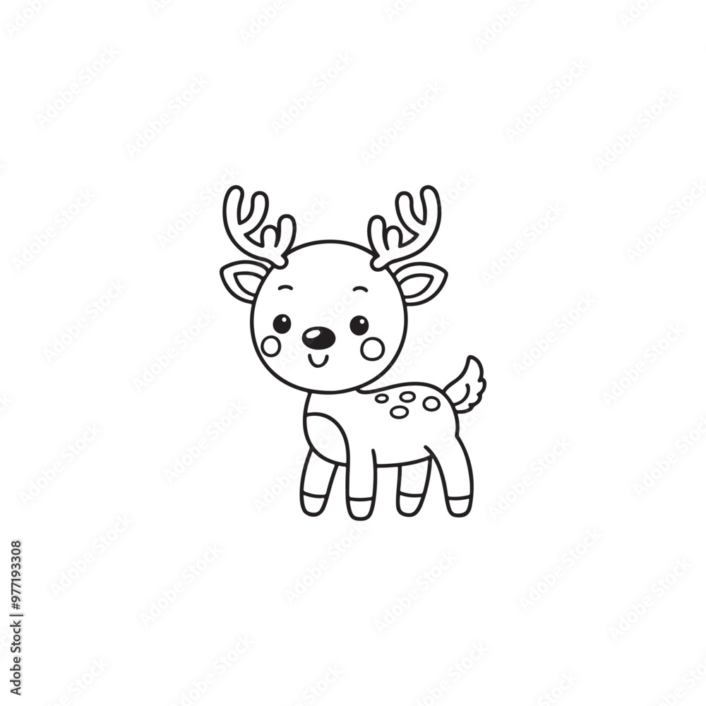 Festive Reindeer Outline Vector - Isolated on White Background. Festive Reindeer Outline Vector - Isolated on White Background.