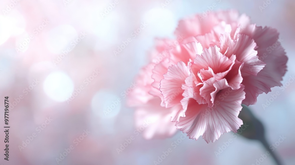 A close-up image of a delicate pink carnation flower, showcasing its intricate petals and soft textures, with a softly blurred, dreamy background enhancing its beauty. A close-up image of a delicate pink carnation flower, showcasing its intricate petals and soft textures, with a softly blurred, dreamy background enhancing its beauty.