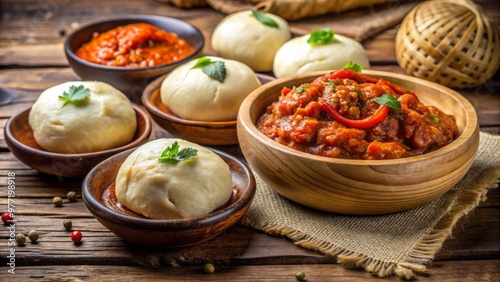 Fermented dough delicacy, typically consumed in Ghana and other West African countries photo