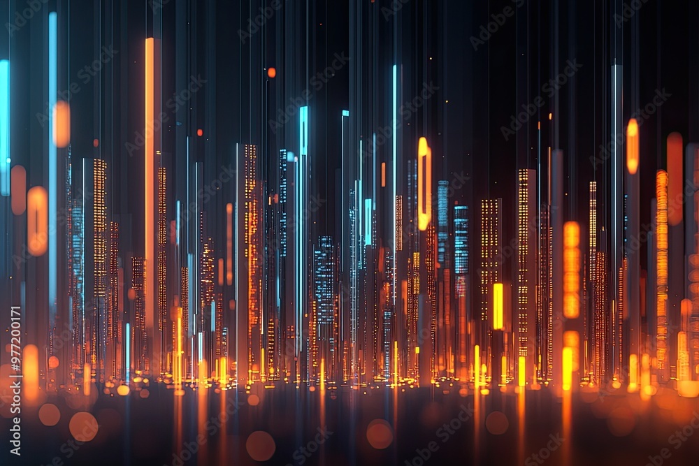 Dynamic abstract background featuring vibrant orange and blue vertical lines representing technology and innovation. Dynamic abstract background featuring vibrant orange and blue vertical lines representing technology and innovation.