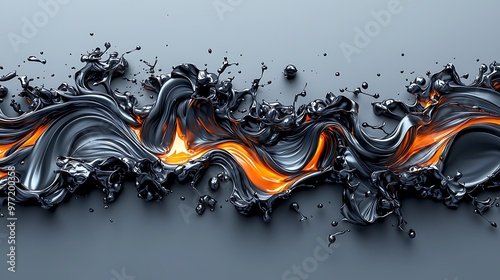 A liquid wave of metal splashes in abstract beauty, reflecting the colors of light.