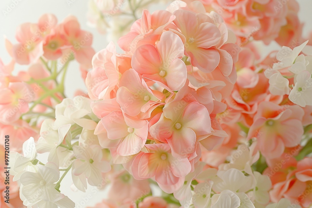 custom made wallpaper toronto digitalDelicate Pastel Pink Hydrangea Flowers, Soft Floral Background, Romantic, Nature Aesthetic